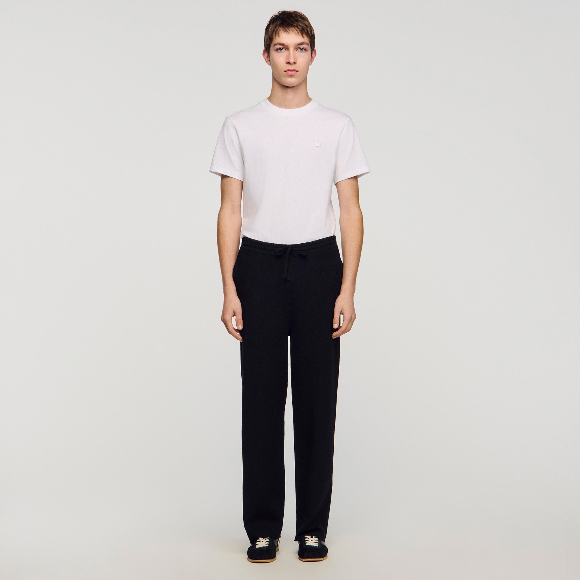 Regular Home Patch Knit Jogging Bottoms Black