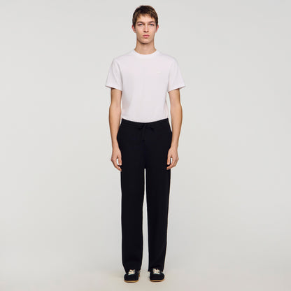 Regular Home Patch Knit Jogging Bottoms Black