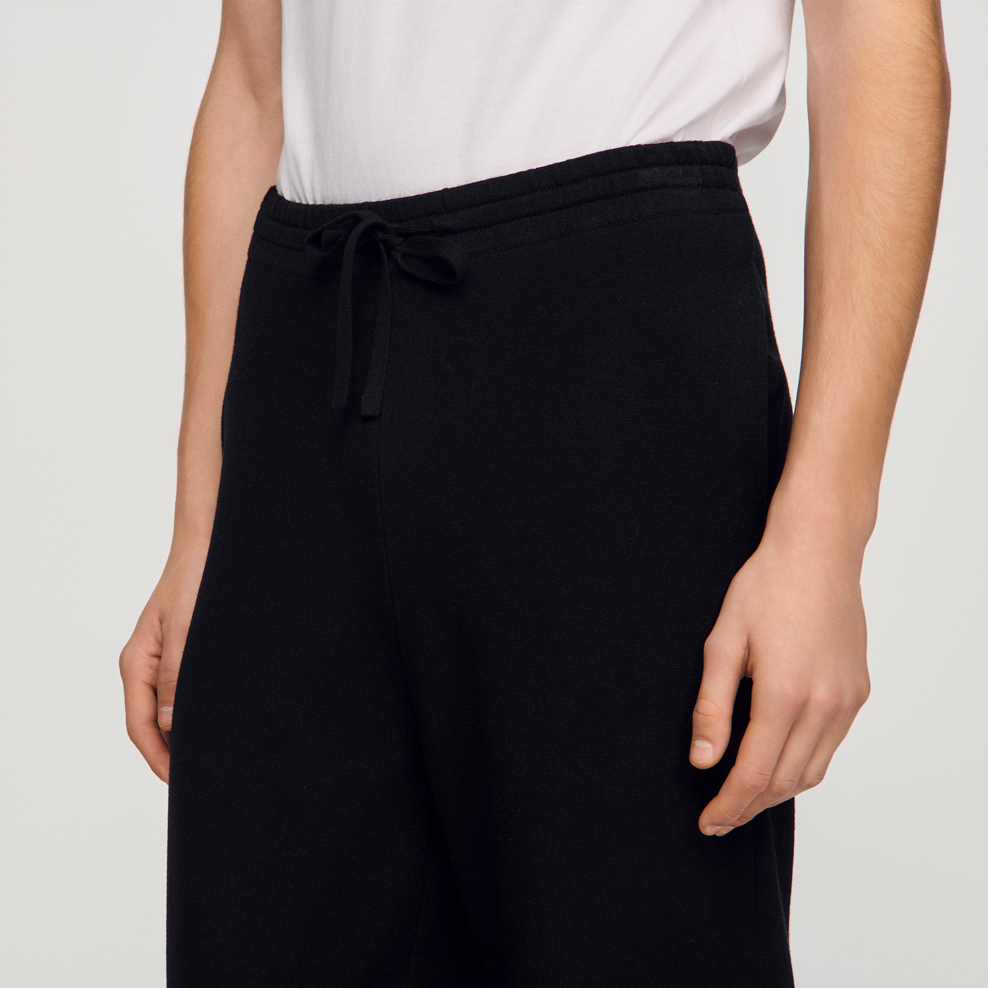 Regular Home Patch Knit Jogging Bottoms Black