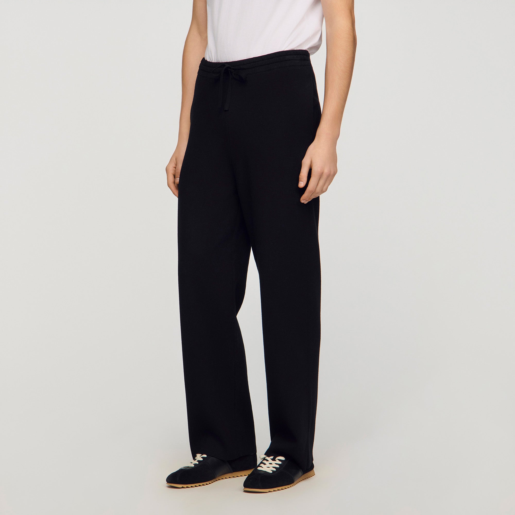 Regular Home Patch Knit Jogging Bottoms Black