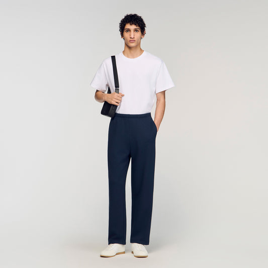 Sandro Logo Jogging Cotton Jogging Bottoms Navy Blue