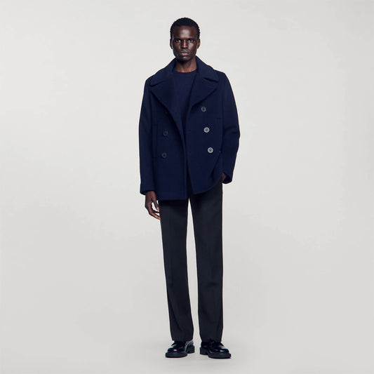 Peacoat Sandro Coat Navy Blue