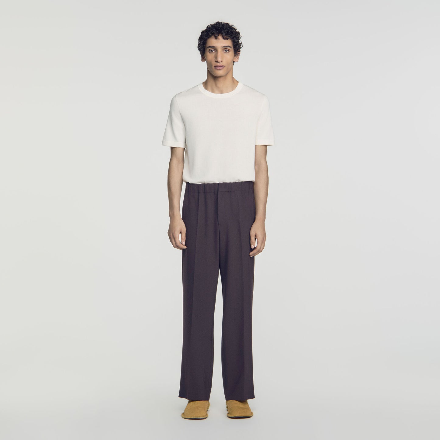 Large Jersey  Straight Leg Trousers Dark Chocolate