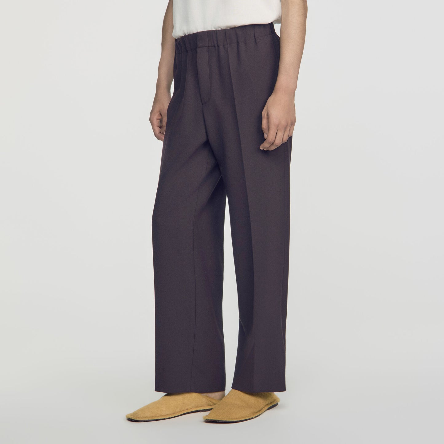 Large Jersey  Straight Leg Trousers Dark Chocolate