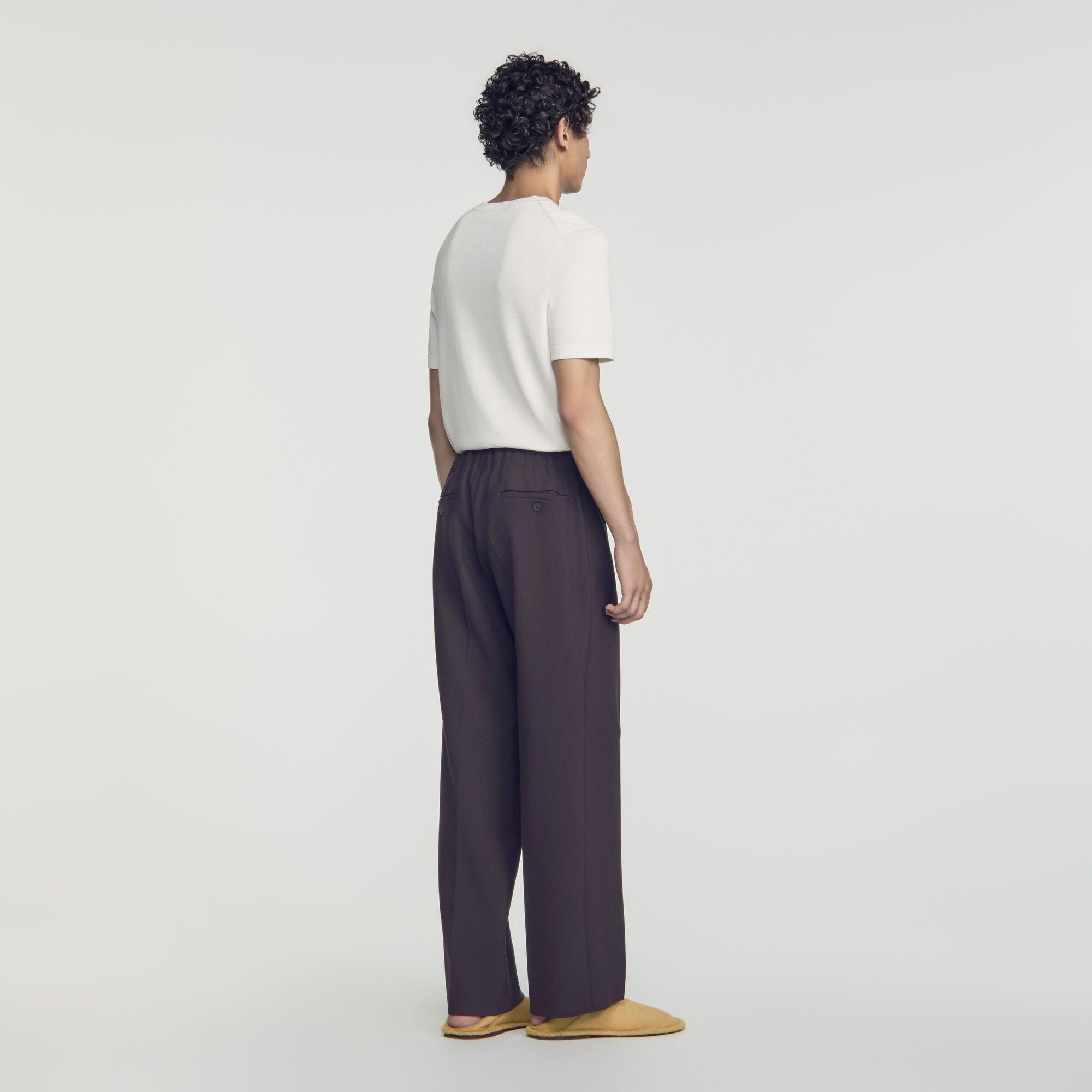 Large Jersey  Straight Leg Trousers Dark Chocolate