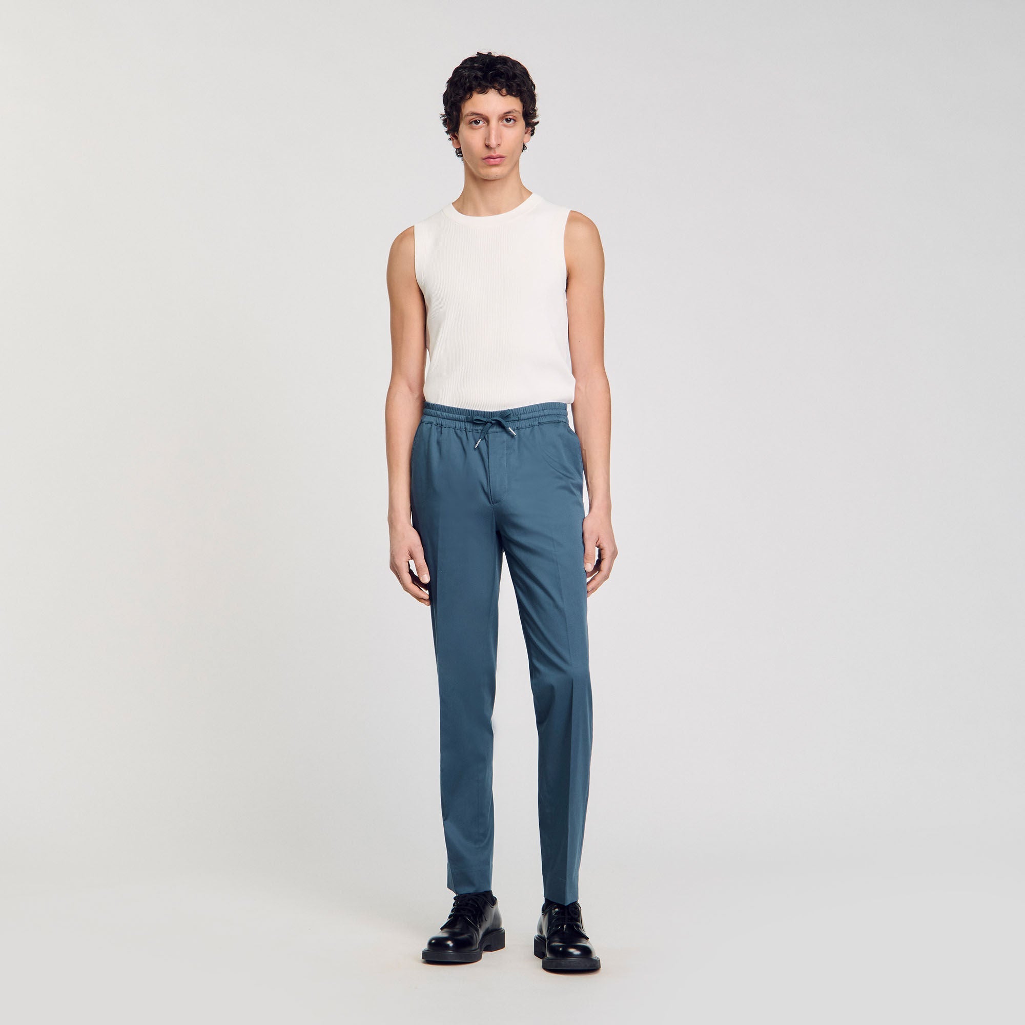 Elasticated Straight-Leg Trousers Thunderstorm Blue