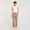 Elasticated Straight-Leg Trousers Dark Sand