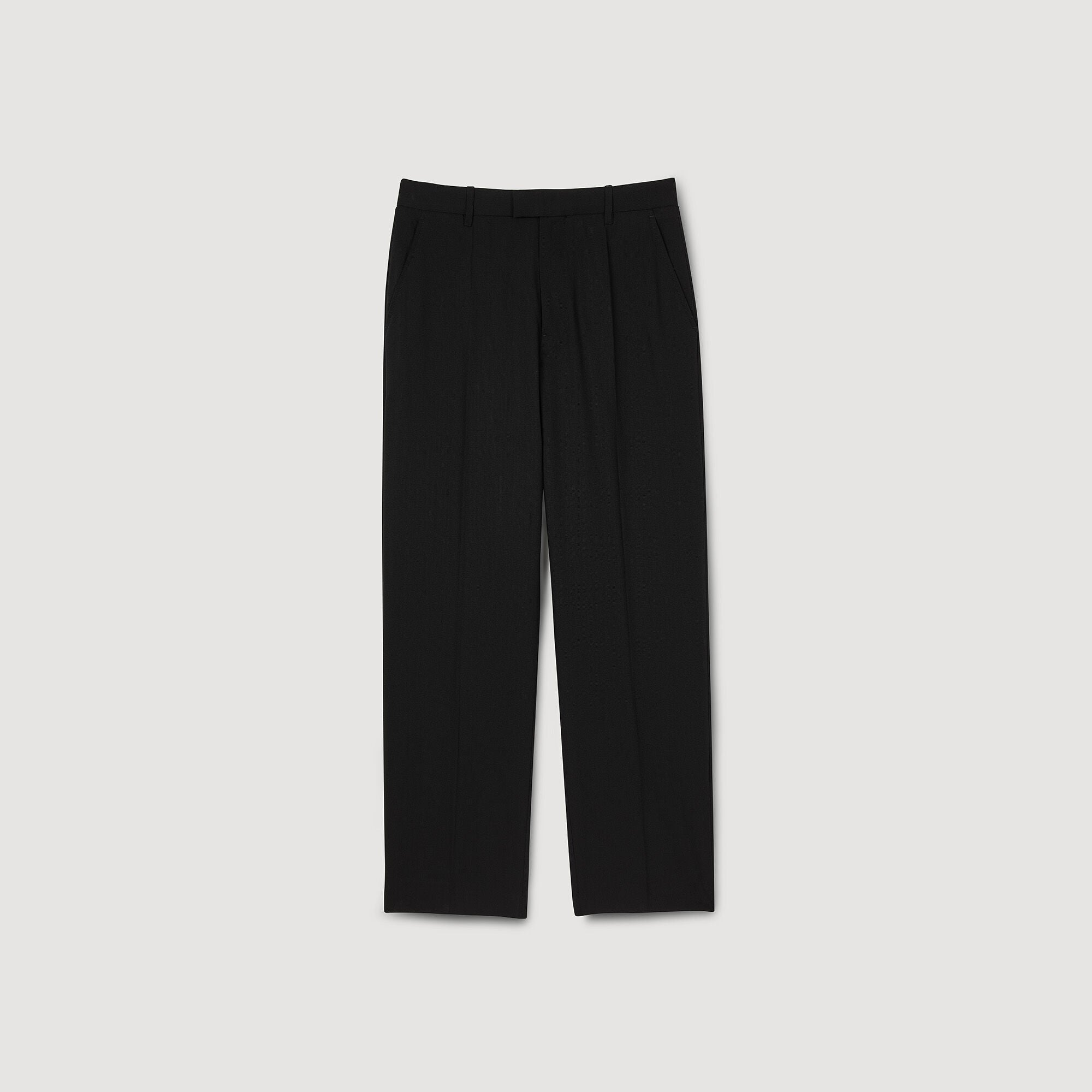 Wide-Leg Wool Trousers Black