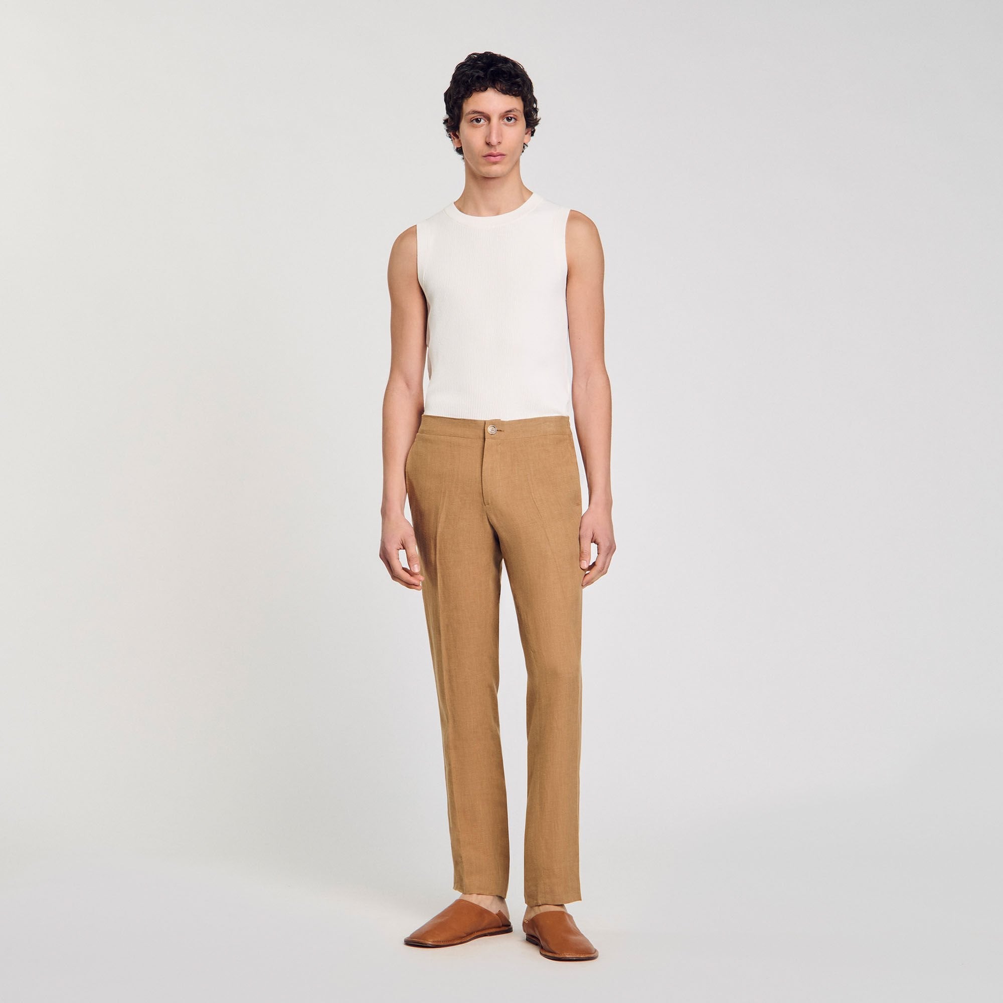  Linen Pant Suit Trousers Dark Sand