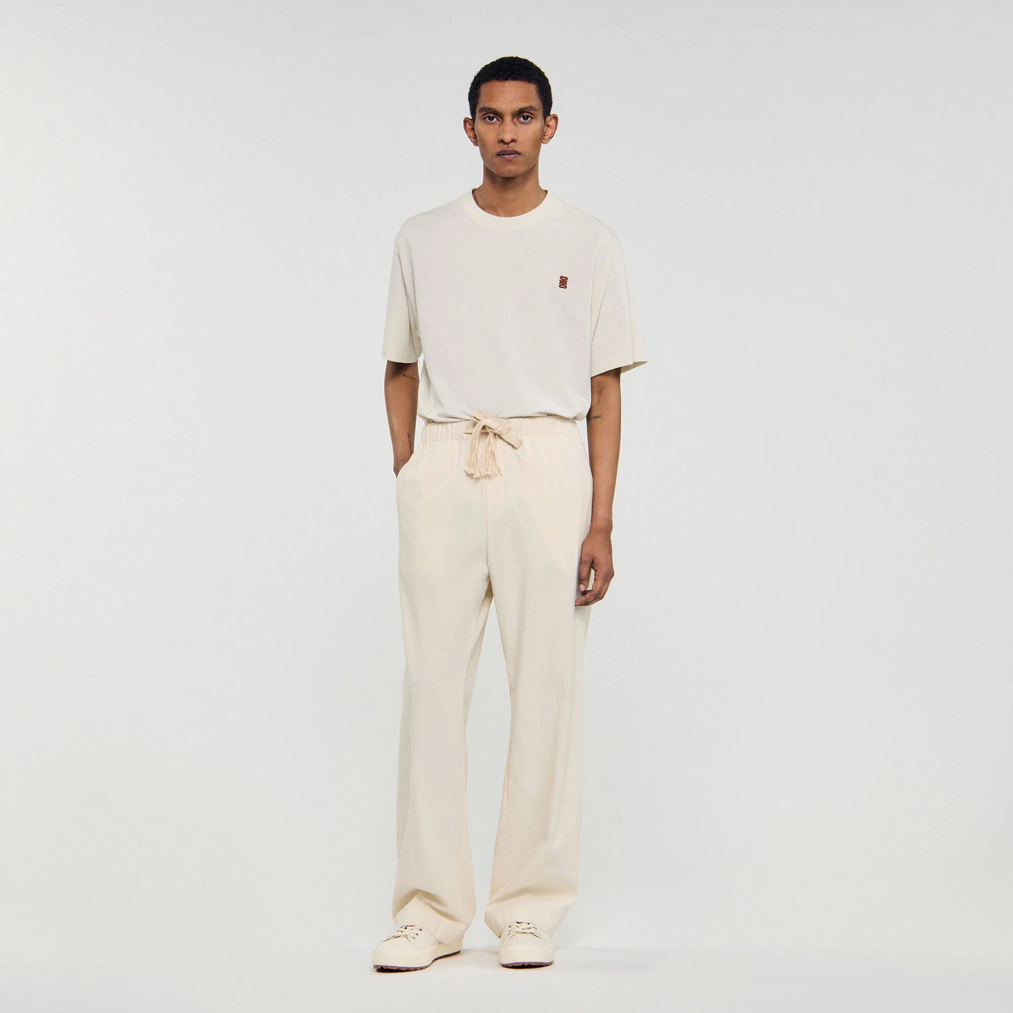 Rope Pant Wide-Leg Elasticated Cotton Trousers Butter Cream