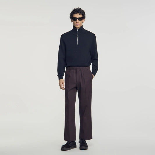 Alpha Cotton Large  Straight Leg Trousers Chocolate