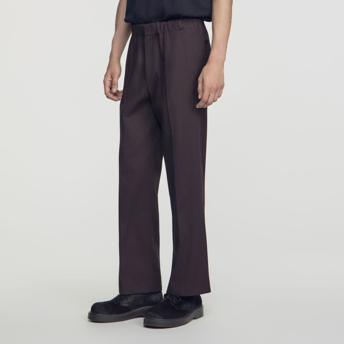 Alpha Cotton Large  Straight Leg Trousers Chocolate