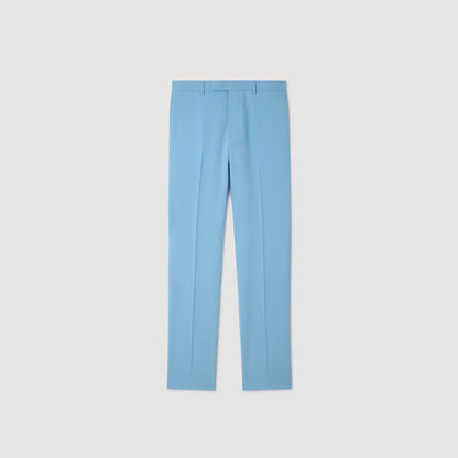 Formal Bleu Ciel Wool Suit Trousers Sky Blue
