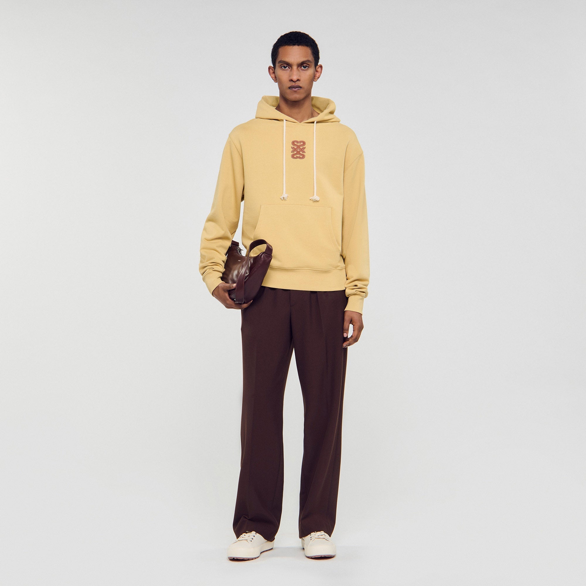 Hoodie Patch 4S Leather Patch Sweatshirt Ocher Yellow