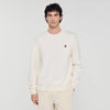 Crewneck Patch 4S Oversized Sweatshirt With Leather Patch Butter Cream