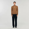Zip Sweater Wool Jumper With Zip Collar Beige