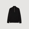 Wool Sweater With Zipped Collar Carbon black