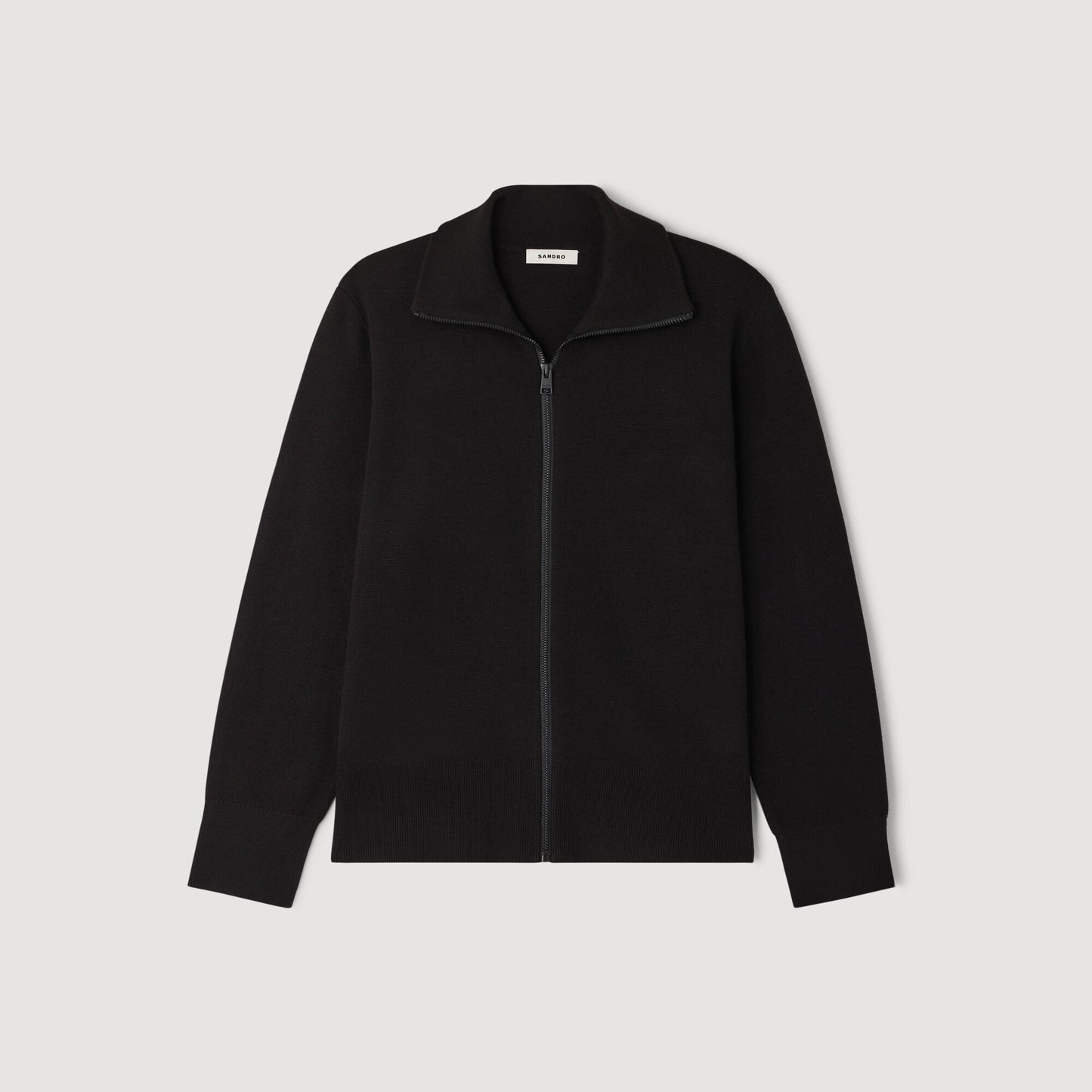 Trucker Cardigan Zip-Up Wool Cardigan Black