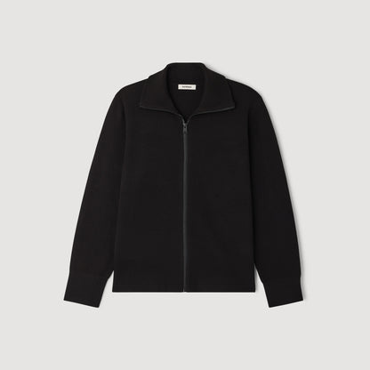 Trucker Cardigan Zip-Up Wool Cardigan Black