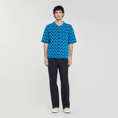  Terry Rope Shirt Rope Jacquard Cardigan Shirt Turquoise