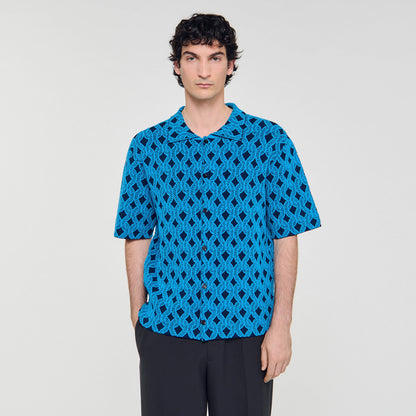  Terry Rope Shirt Rope Jacquard Cardigan Shirt Turquoise