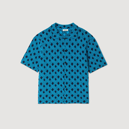  Terry Rope Shirt Rope Jacquard Cardigan Shirt Turquoise