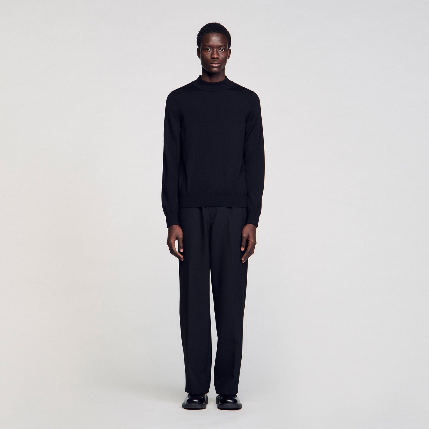 Industrial Wool jumper with a high collar Black