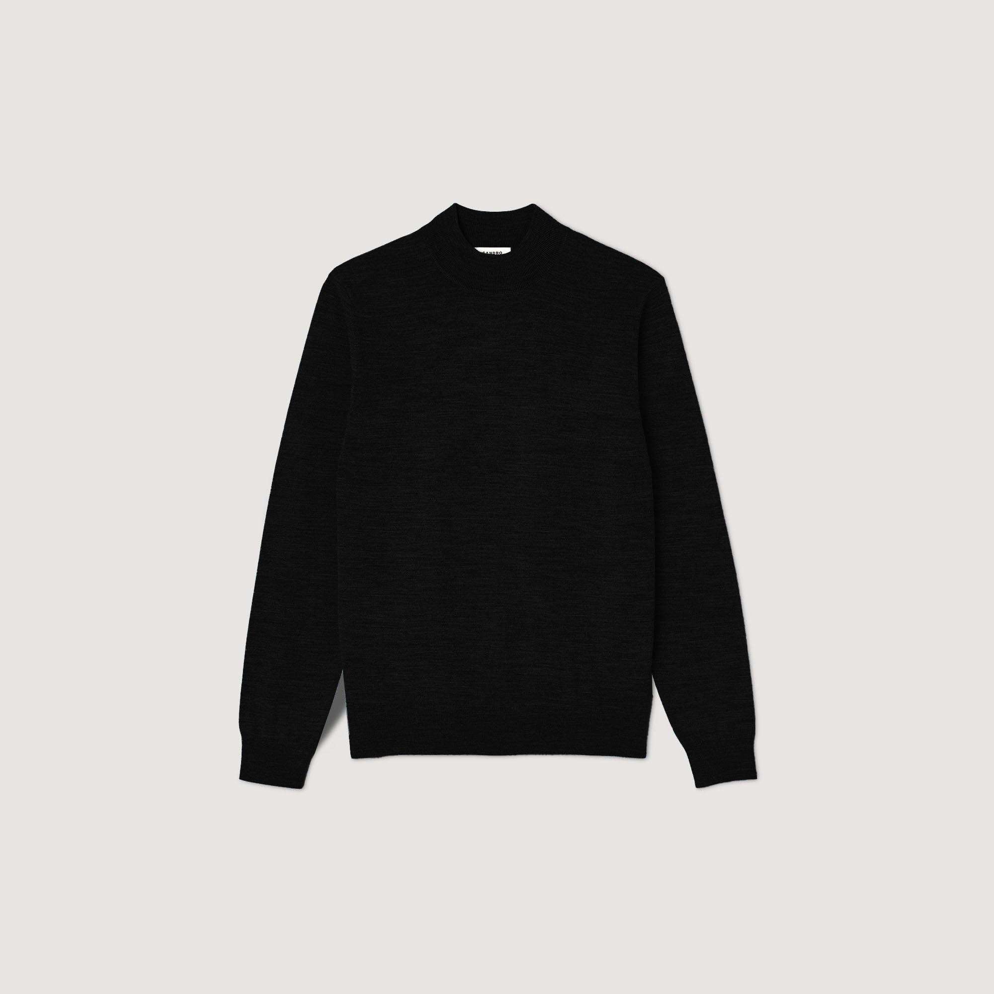 Industrial Wool jumper with a high collar Black