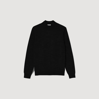 Industrial Wool jumper with a high collar Black