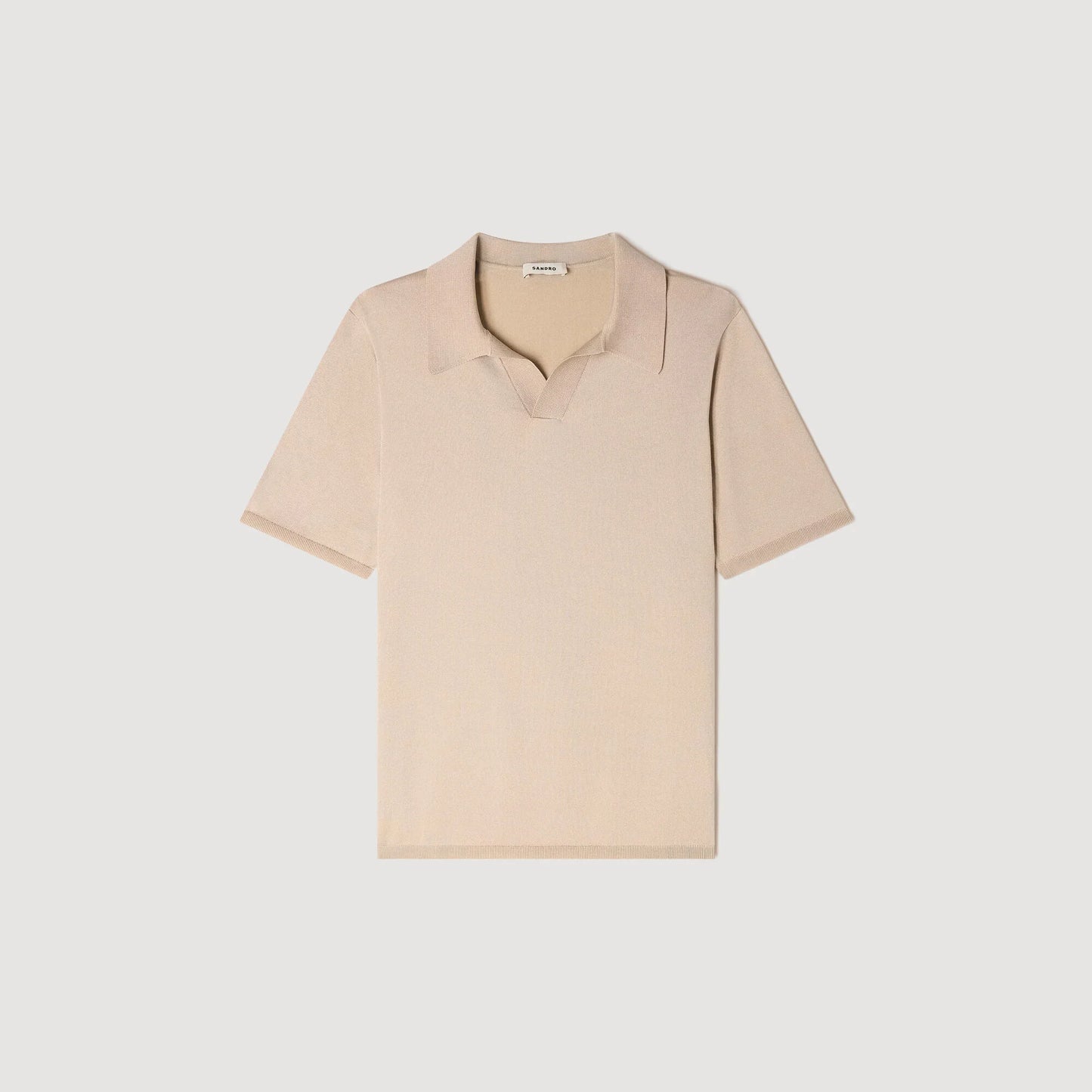 Pablo V Short-Sleeved V-Neck Polo Shirt Beige