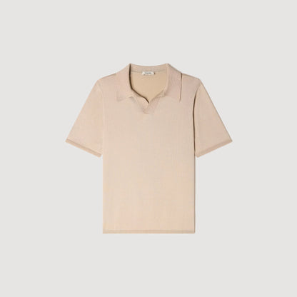 Pablo V Short-Sleeved V-Neck Polo Shirt Beige
