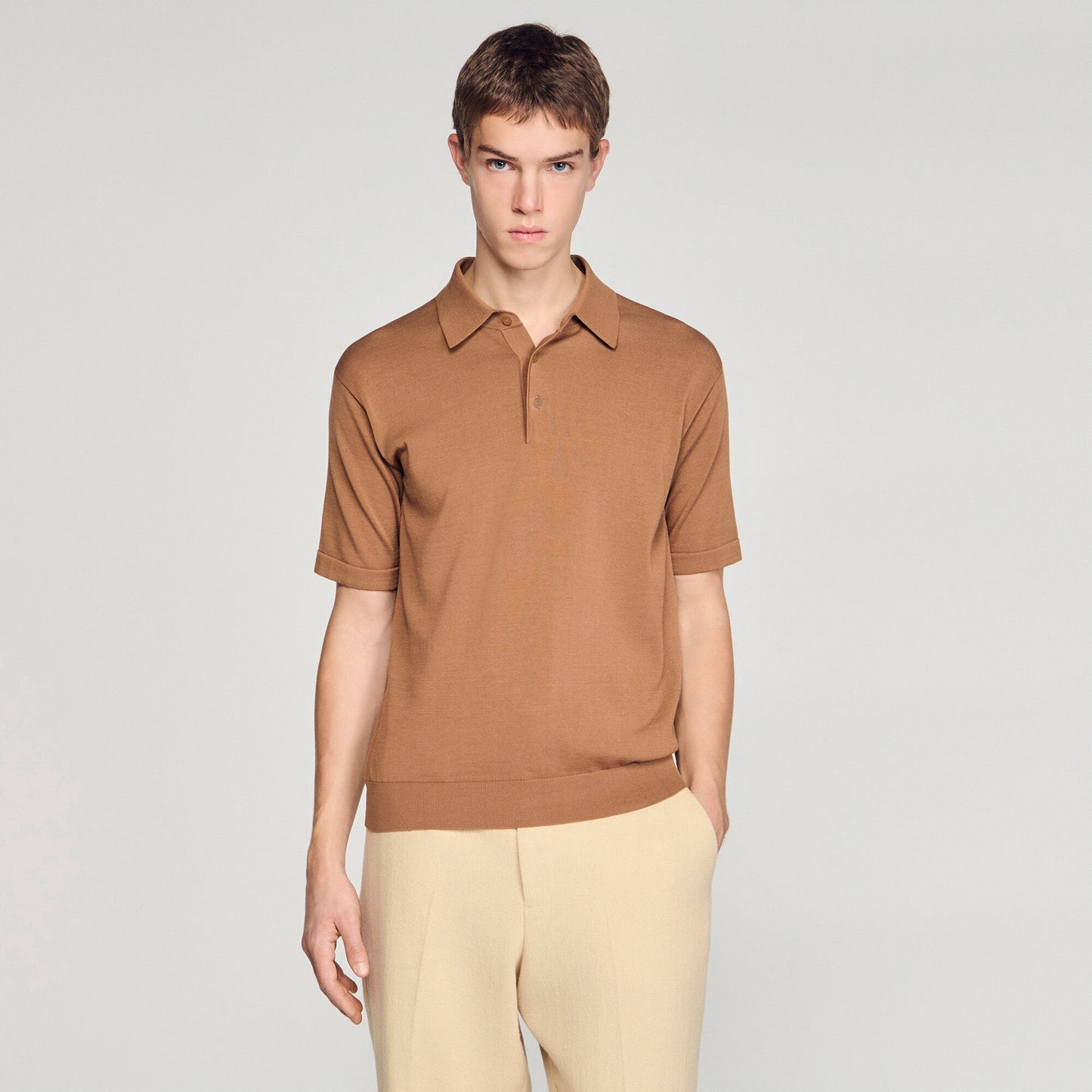 Pablo Cotton Cotton And Silk Polo Shirt Dark Camel