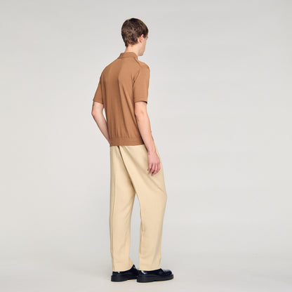 Pablo Cotton Cotton And Silk Polo Shirt Dark Camel