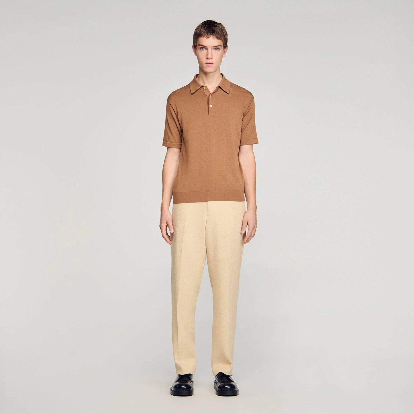 Pablo Cotton Cotton And Silk Polo Shirt Dark Camel