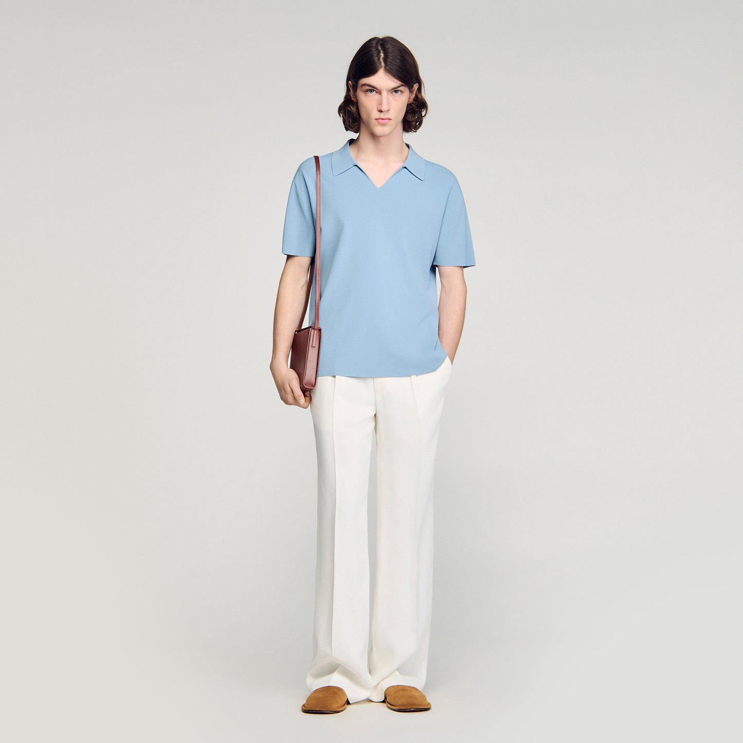 Riccardo Polo Stretch Knit Polo Shirt SKY BLUE