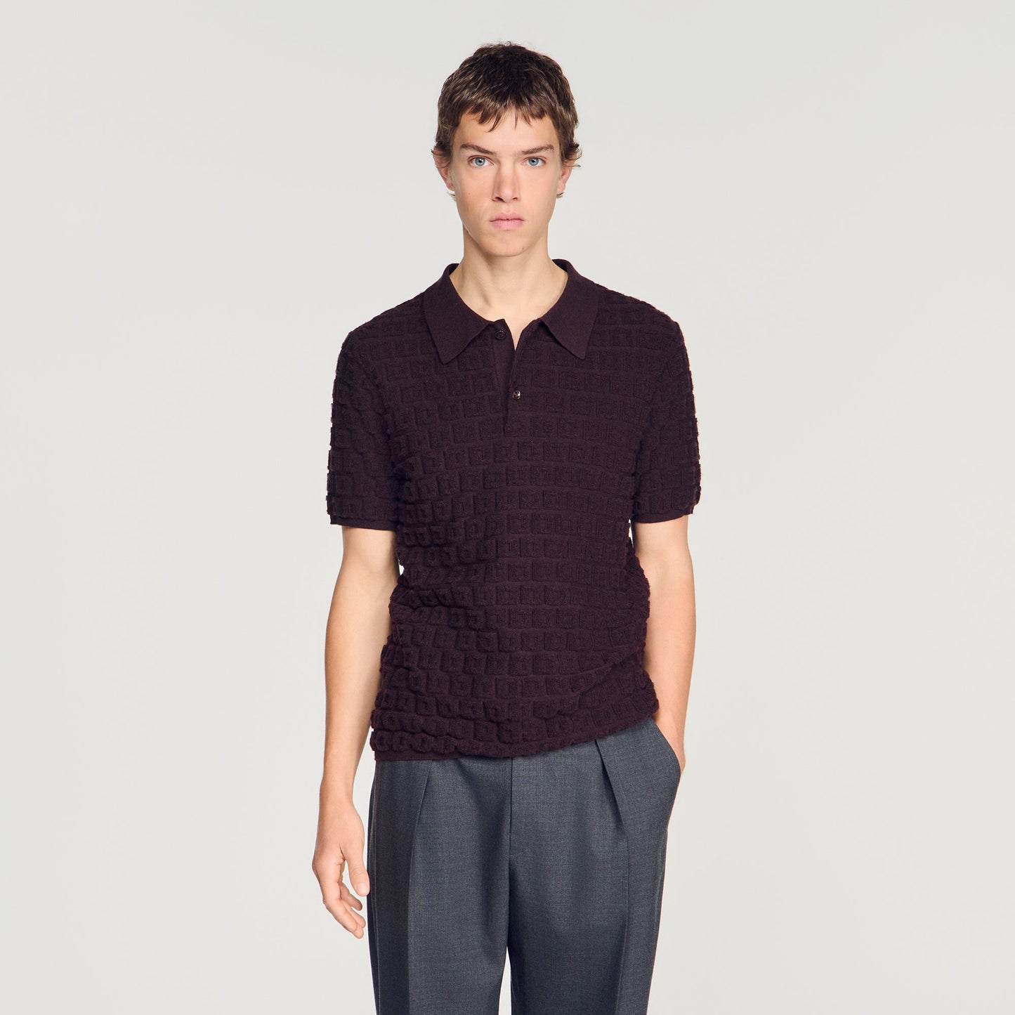 Sponge Polo  Knit Jumper Chocolate