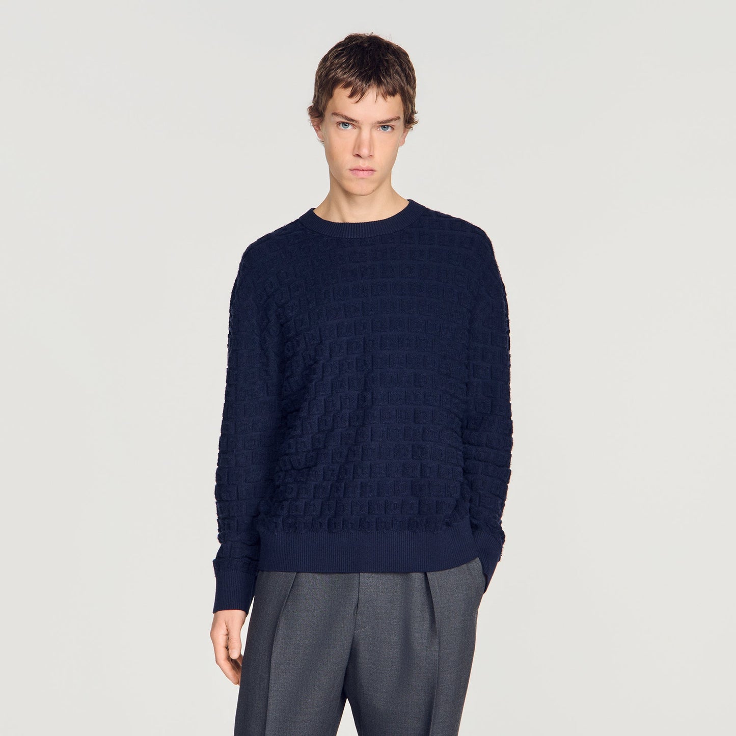 Sponge Crewneck  Knit Jumper Navy Blue
