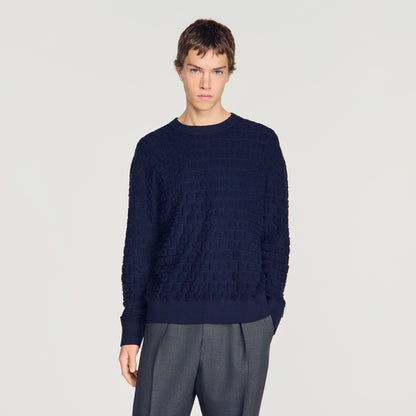 Sponge Crewneck  Knit Jumper Navy Blue