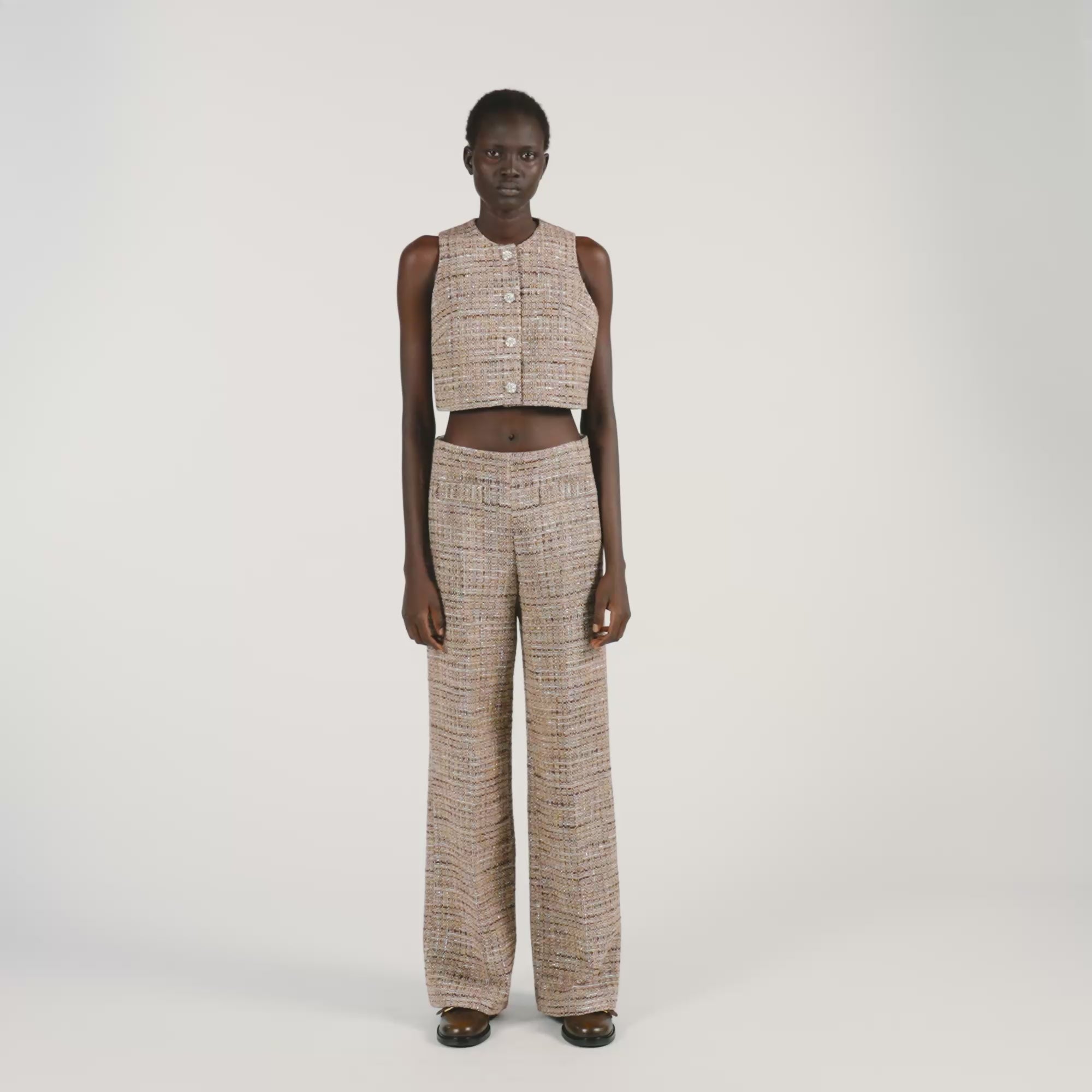 Javier Tweed Vest Brown