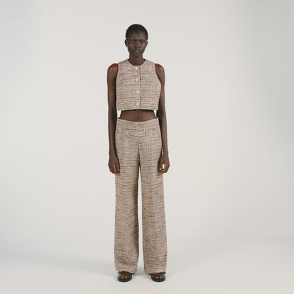 Javier Tweed Vest Brown