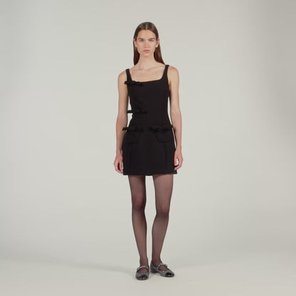 Alessia Short Dress With Bows Black