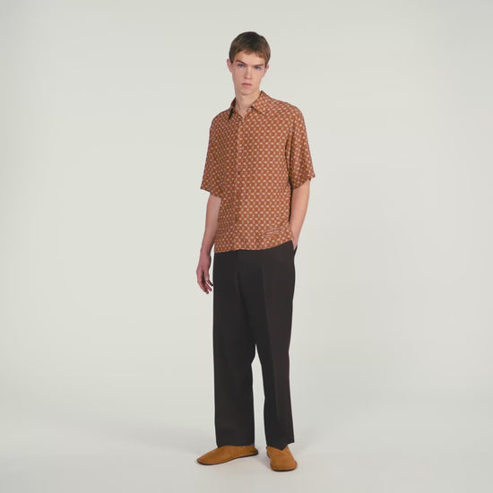 Catena Shirt Mc Link Print Loose-Fit Shirt CAMEL