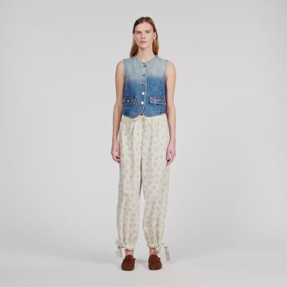 Lilio Cropped Studded Denim Jacket Blue Jean