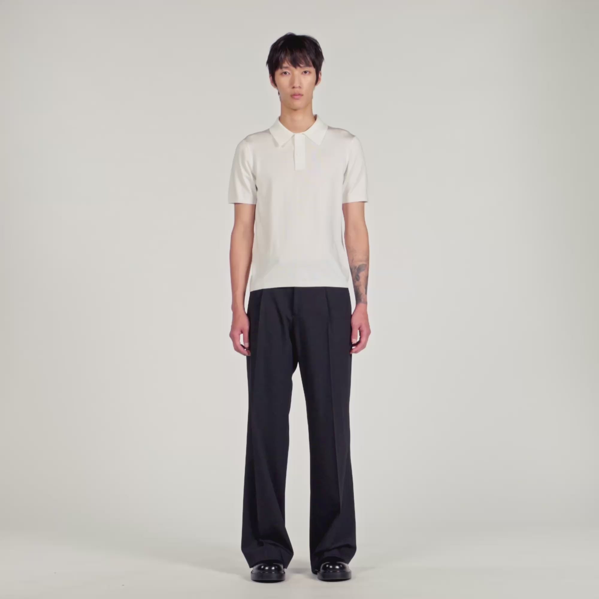 Pablo Short-Sleeve Knitted Polo Shirt White