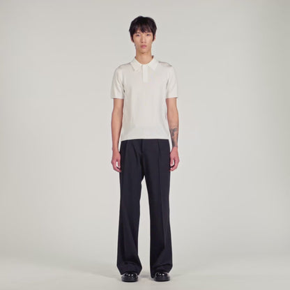 Pablo Short-Sleeve Knitted Polo Shirt White