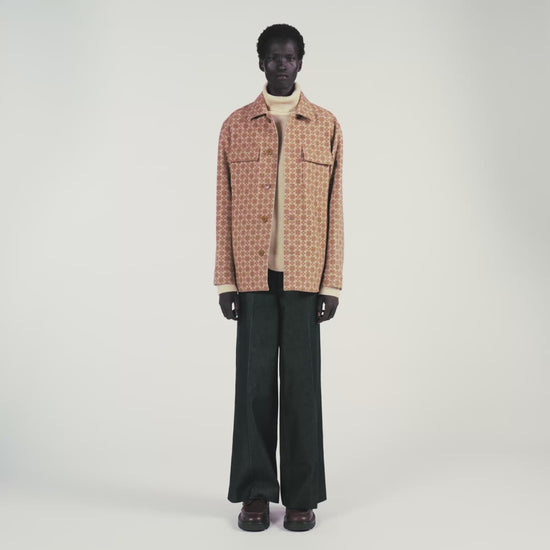 Cross Overshirt Square Cross Jacquard Overshirt Camel