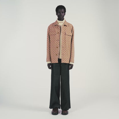 Cross Overshirt Square Cross Jacquard Overshirt Camel