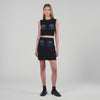 Isolde Knit And Denim Top Navy Blue