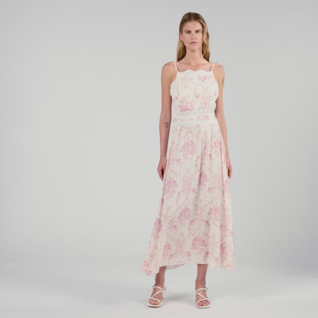 Ballarat Lace-Trimmed Maxi Dress Pink / Ecru