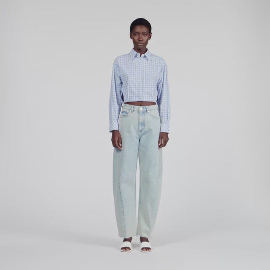 Ethan Faded Barrel Cotton Jeans Sky Blue